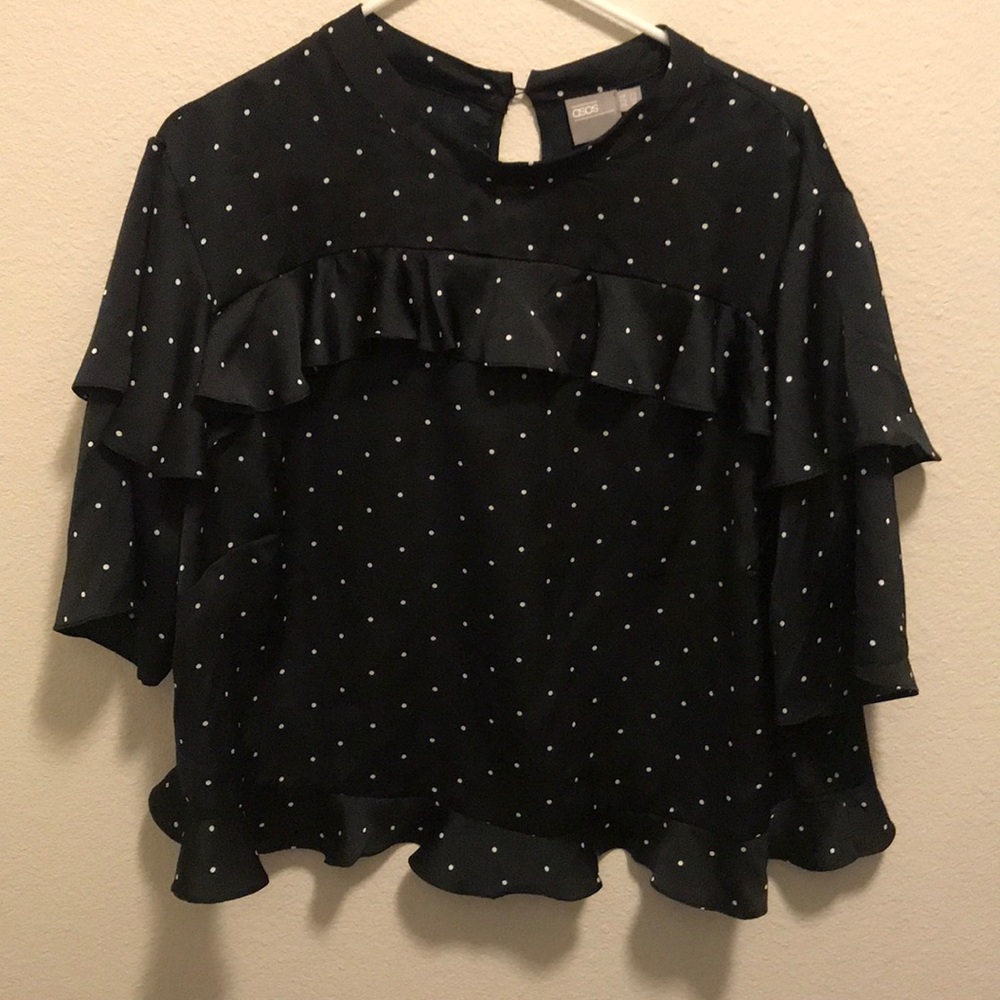 Open back polka dots peplum top